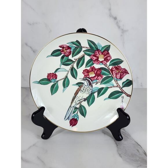 Satsuma Camelia & Thrush Gardens Of The Orient 7 1/2" Asian Plate Decor Japan - Picture 1 of 14